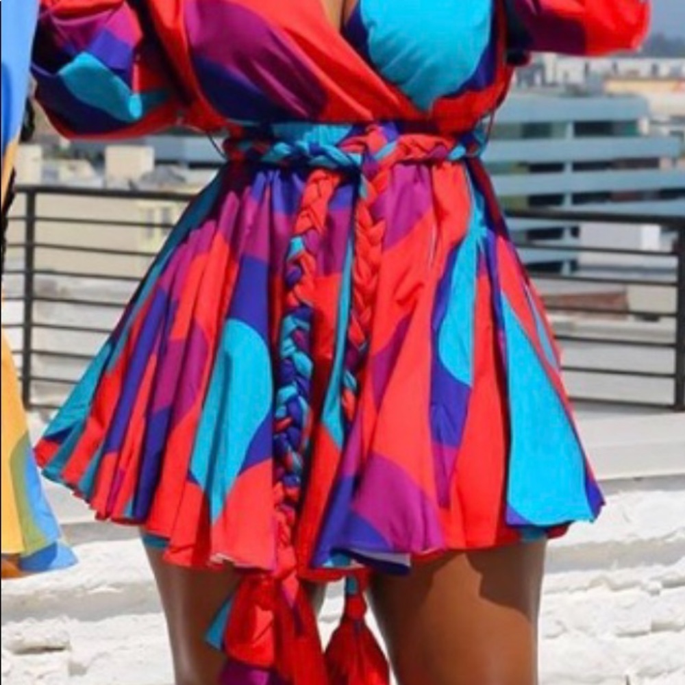 Multicolored mini skater dress - Picture 4 of 4